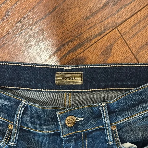 MOTHER Blue Flare & Wide Leg Jeans with Raw Hem - Picture 2 of 5